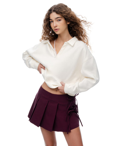 Falda corto tiro medio vino tinto mujer