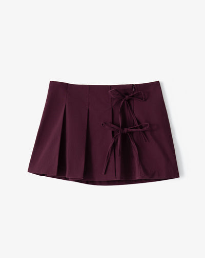 Falda regular tiro medio plisada con short interno vinotinto mujer
