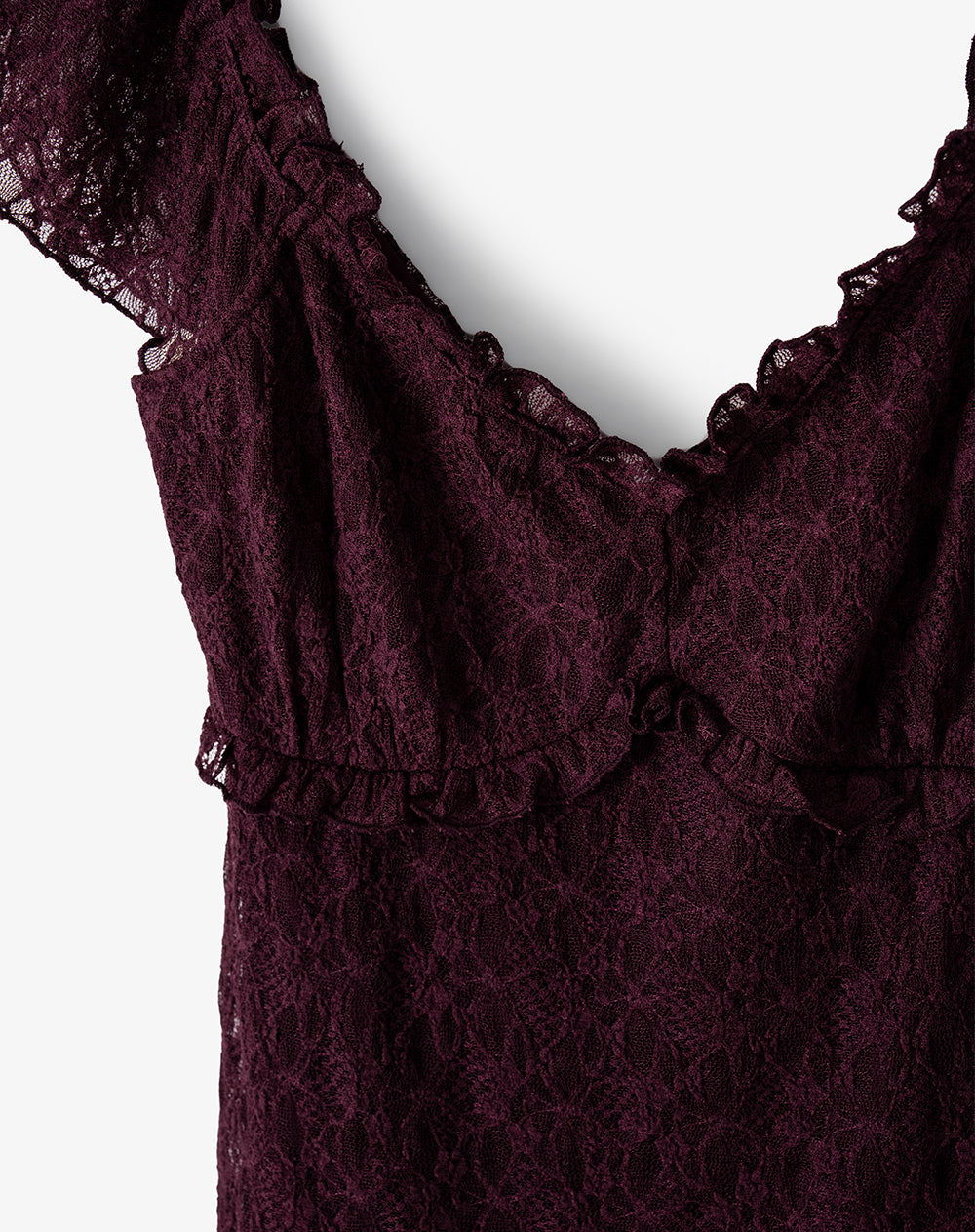 Vestido corto en encaje vino tinto mujer