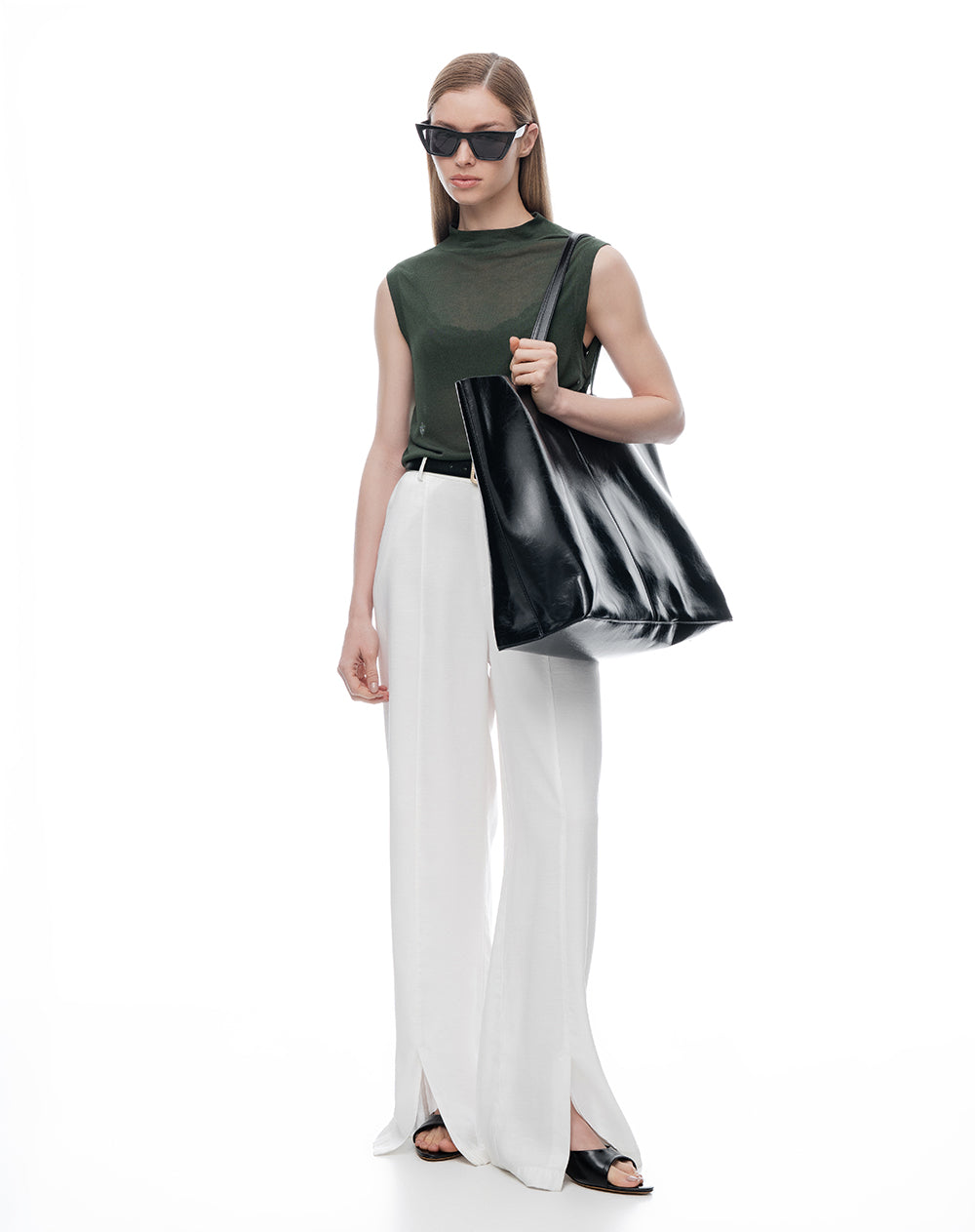 Blusa regular drapeada verde mujer