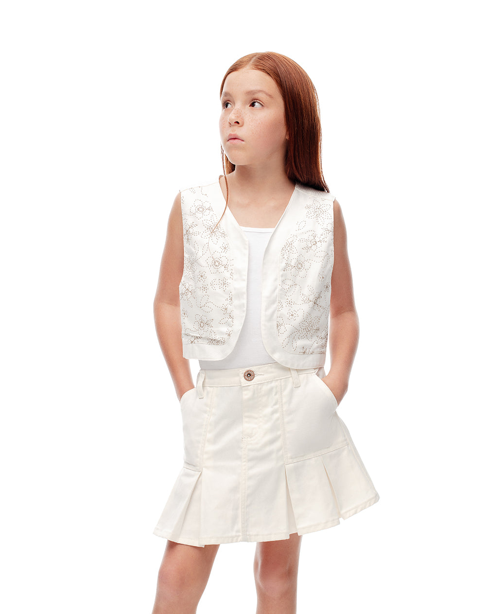 Chaleco regular fit sin capucha en drill blanco