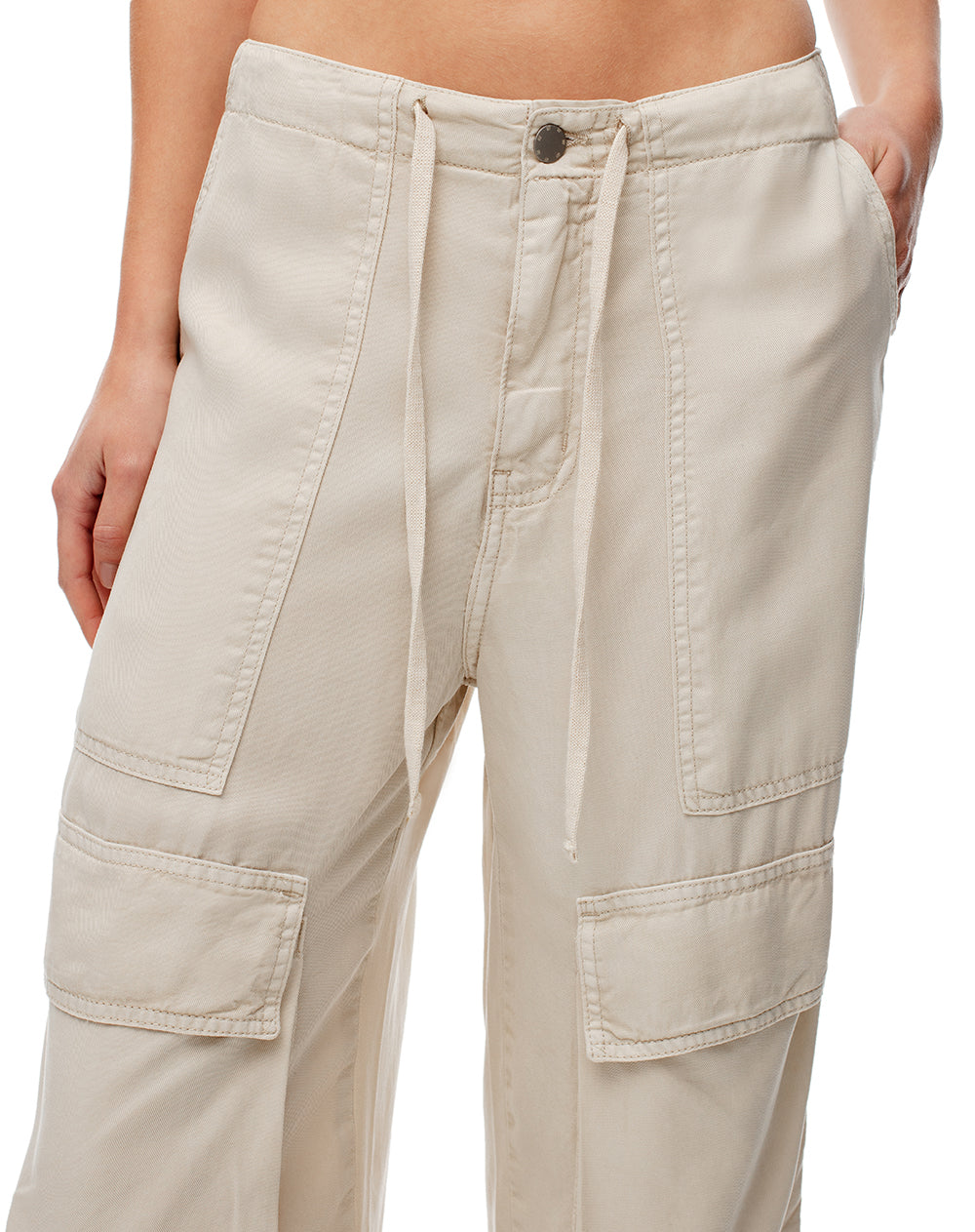 Pantalón cargo tiro medio algodón taupe para mujer