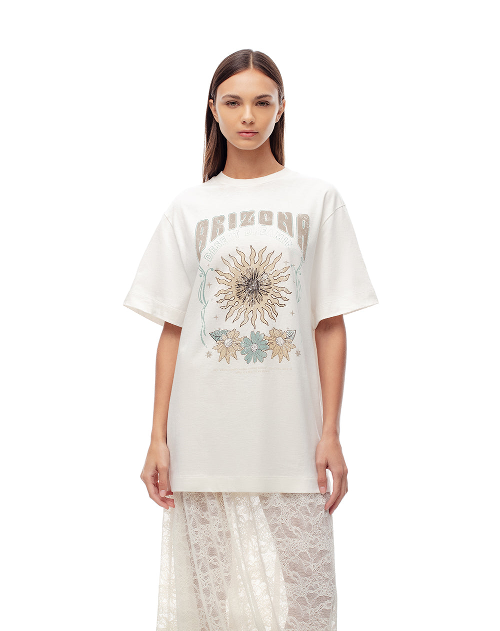 Camiseta relaxed fit manga corta cruda