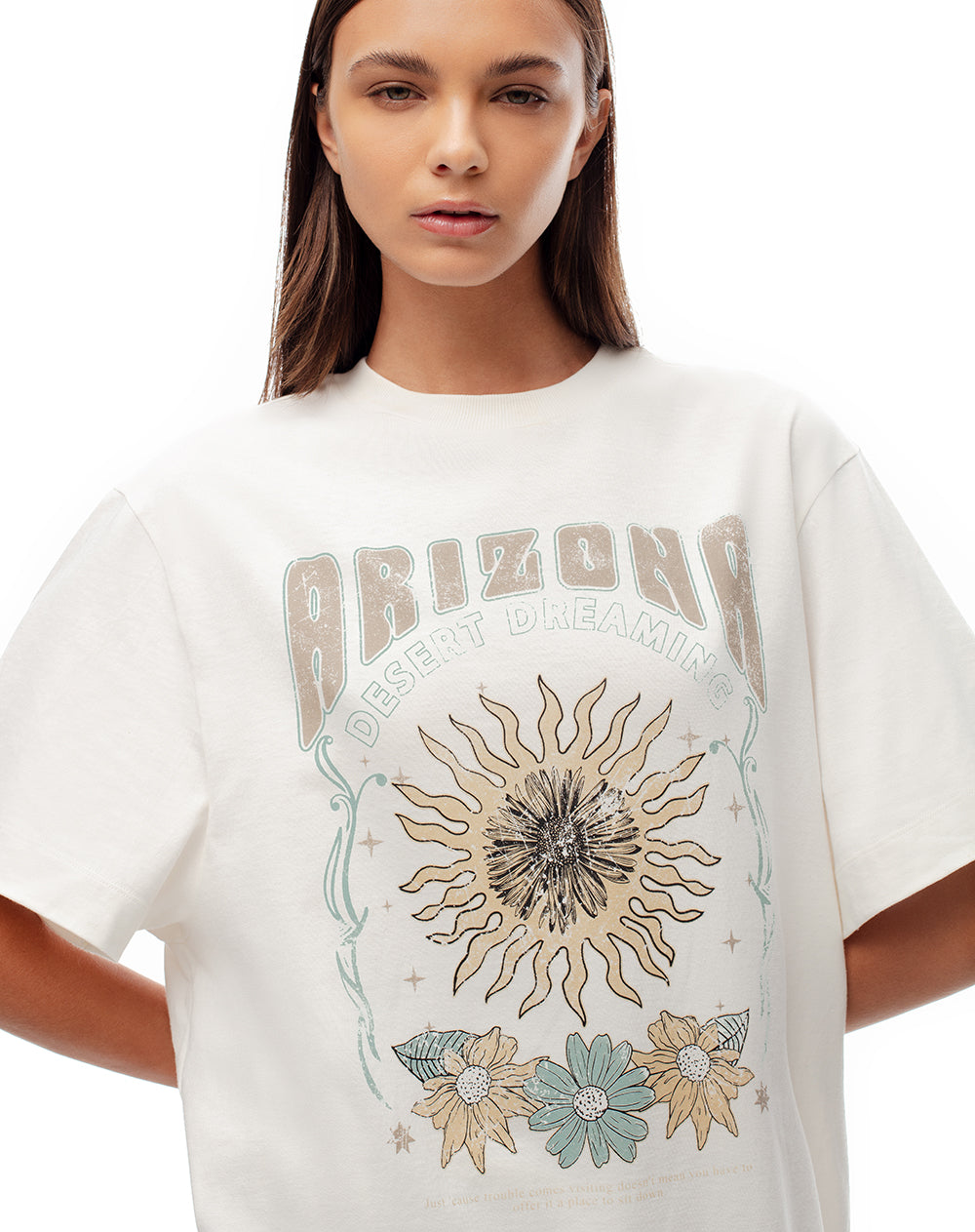 Camiseta relaxed fit manga corta cruda