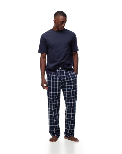 Pantalón regular fit tiro medio azul cuadros