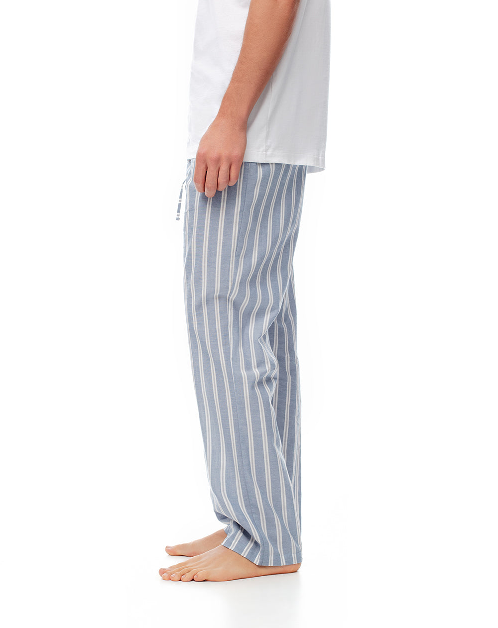 Pantalón regular fit tiro medio azul rayas