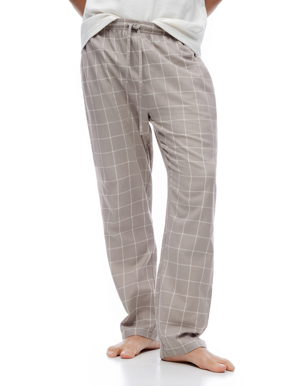 Pantalón regular tiro medio taupe cuadros hombre