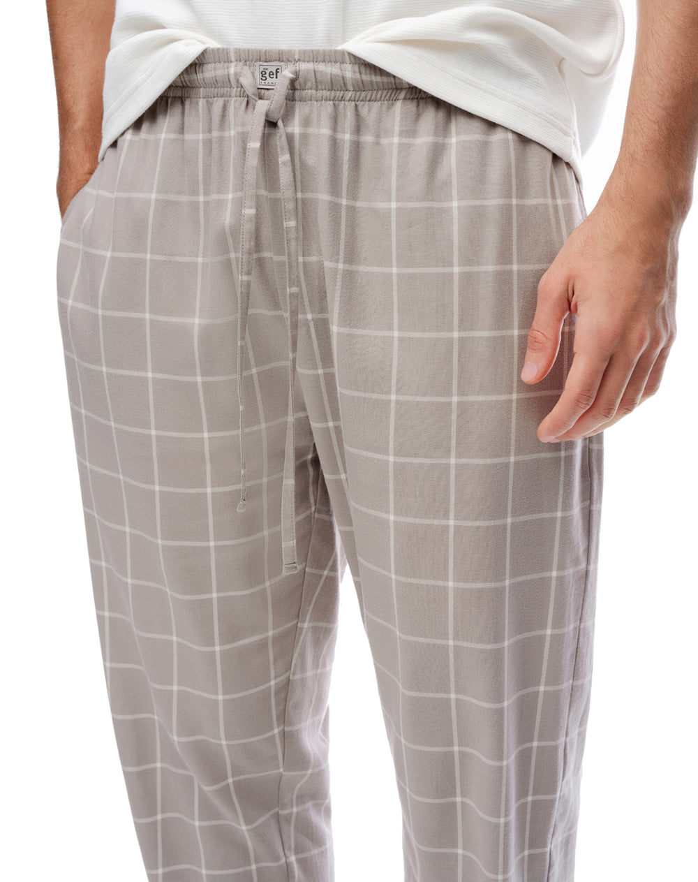 Pantalón regular tiro medio taupe cuadros hombre