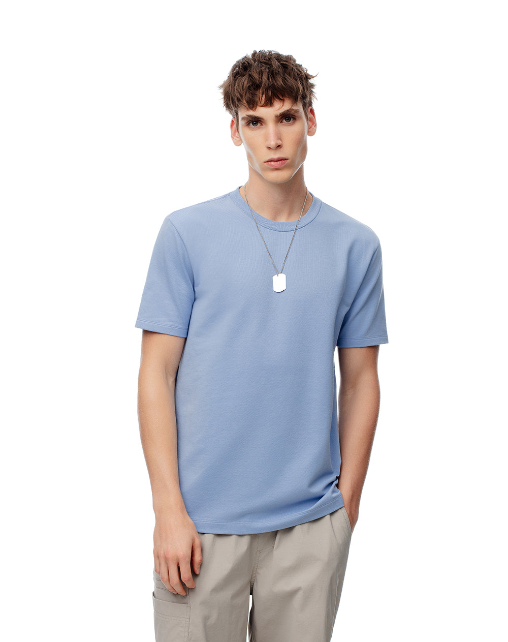 Camiseta oversize algodón azul hombre