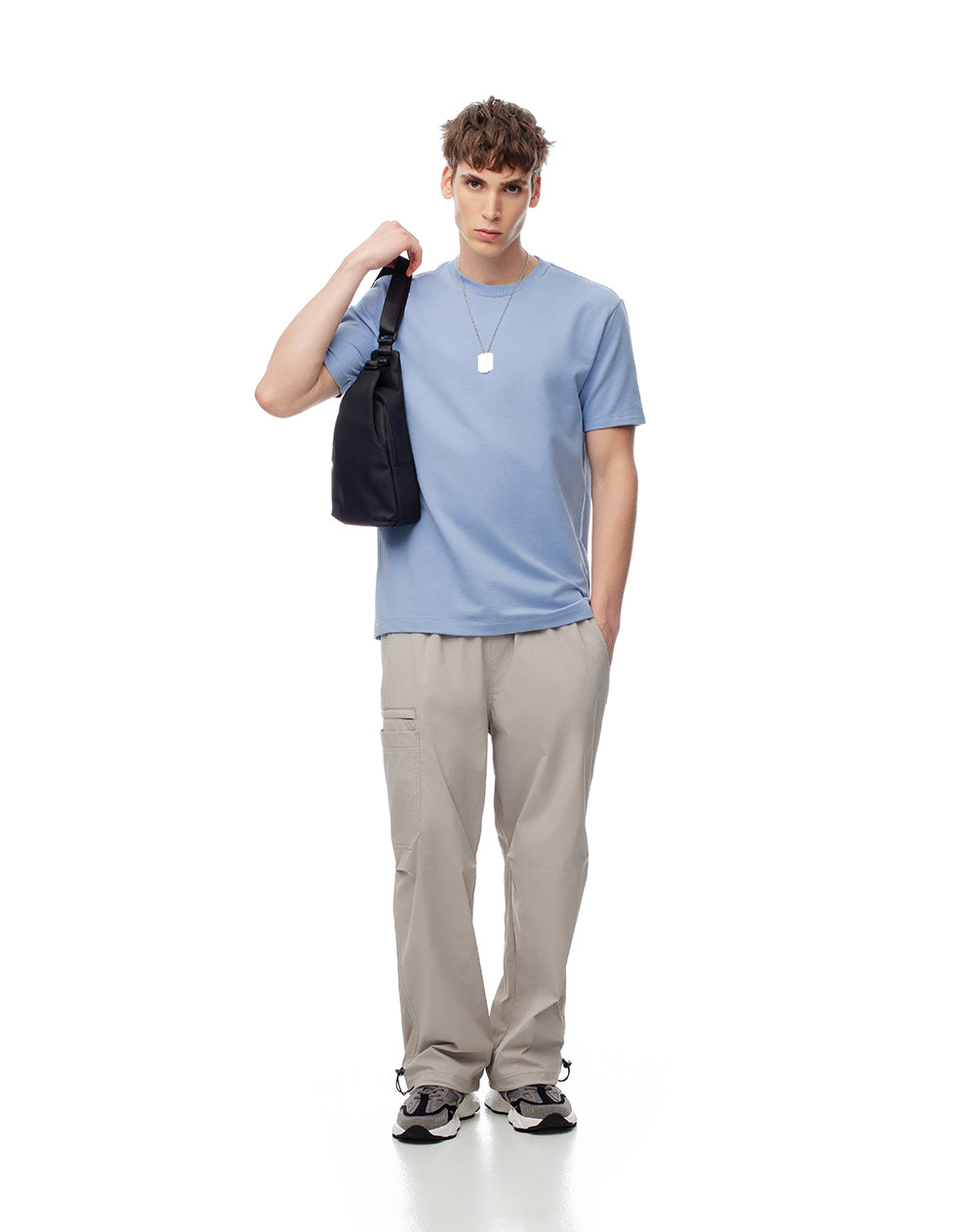 Camiseta oversize algodón azul hombre