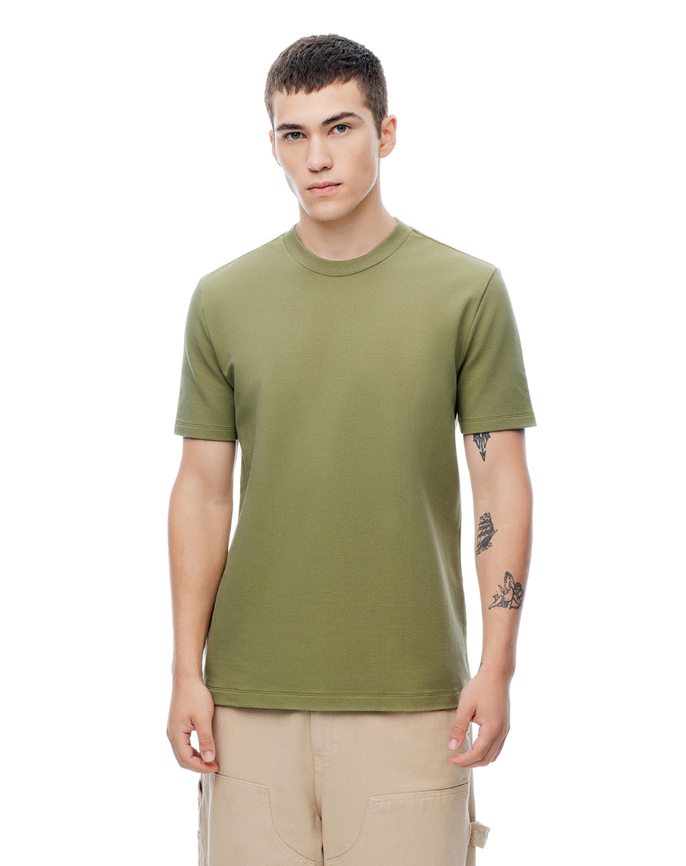 Camiseta regular manga corta verde hombre