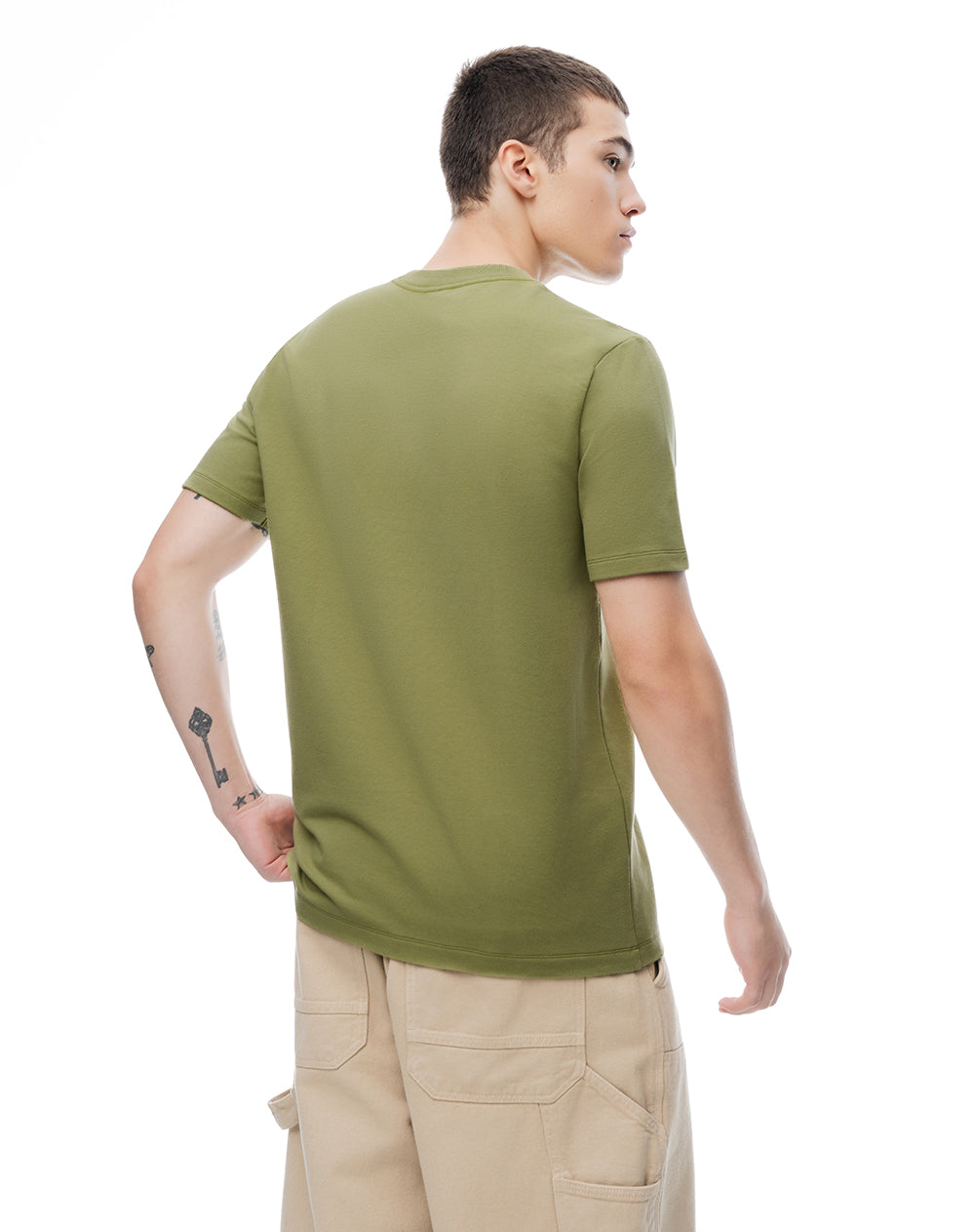 Camiseta regular manga corta verde hombre