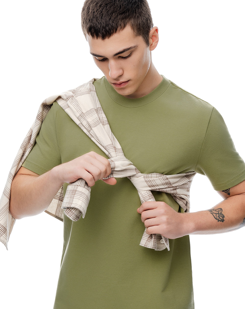 Camiseta regular manga corta verde hombre