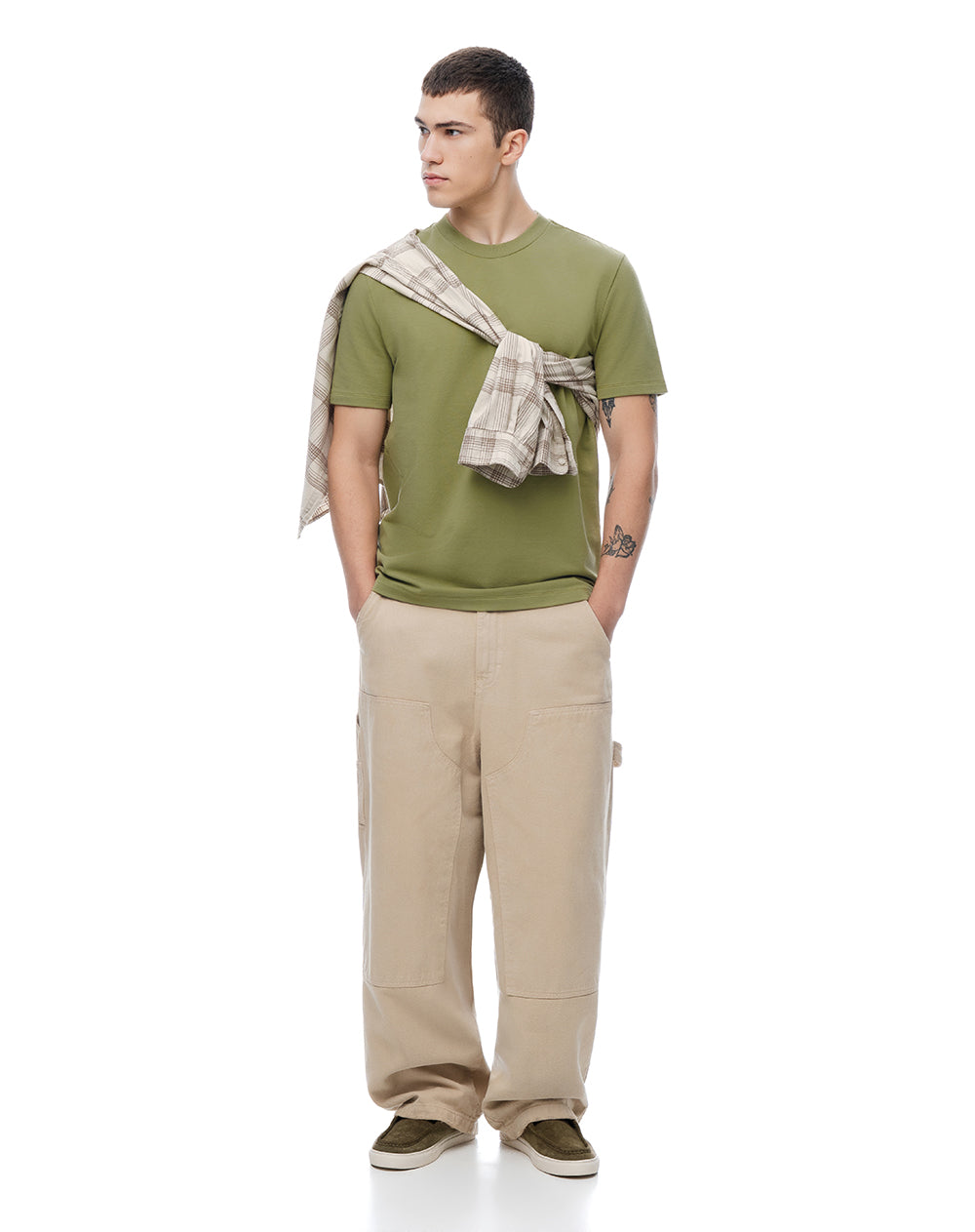 Camiseta regular manga corta verde hombre