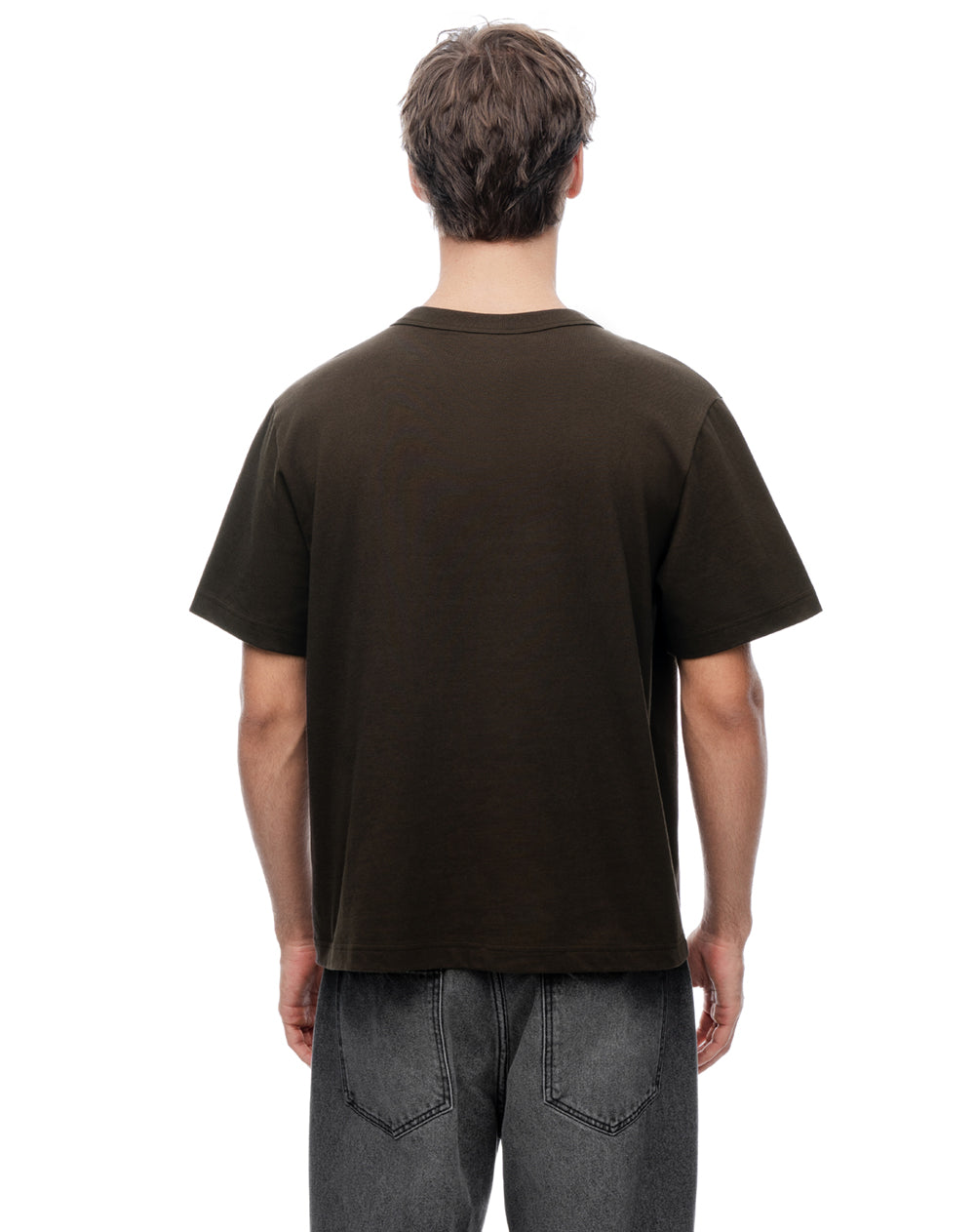 Camiseta regular manga corta café hombre