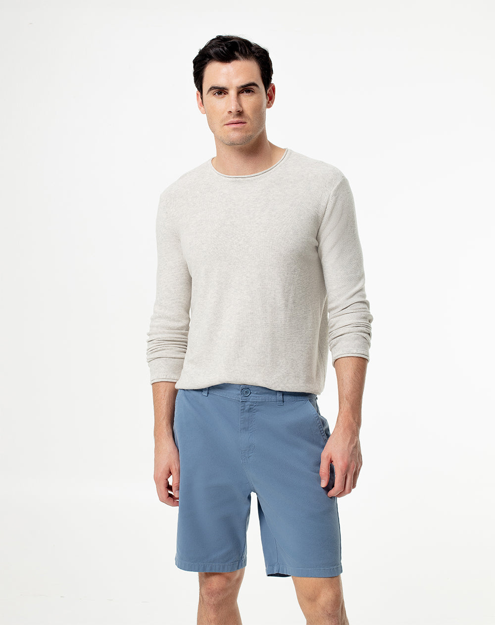 Bermuda regular fit en drill azul
