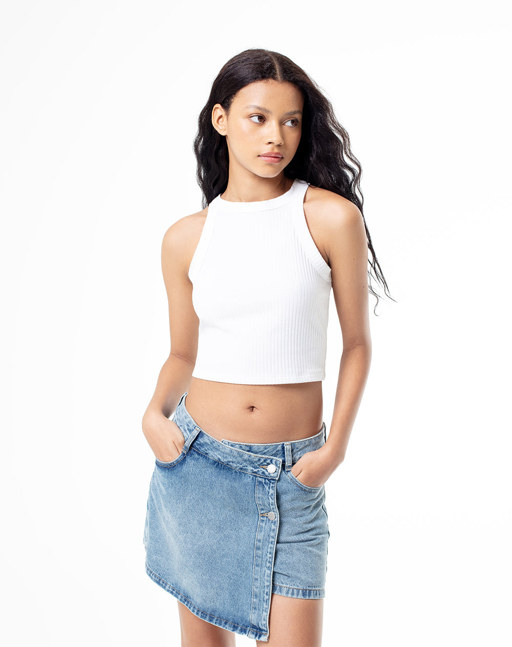 Camiseta cropped fit blanca