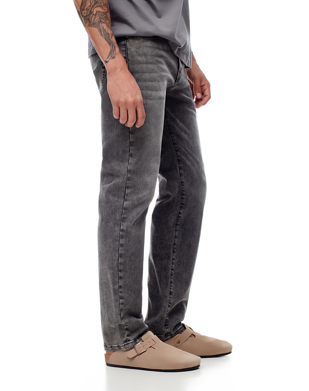 Jean straight 98% algodón gris hombre