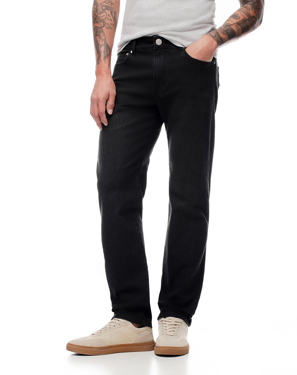 Jean slim fit tiro medio denim negro
