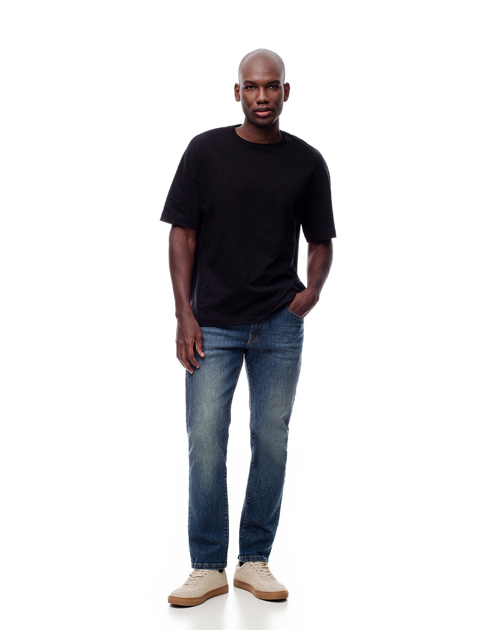 Jean slim fit tiro medio indigo