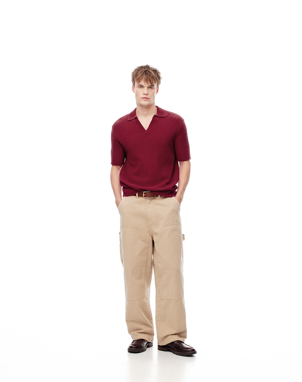 Polo regular tejido de punto algodón roja hombre