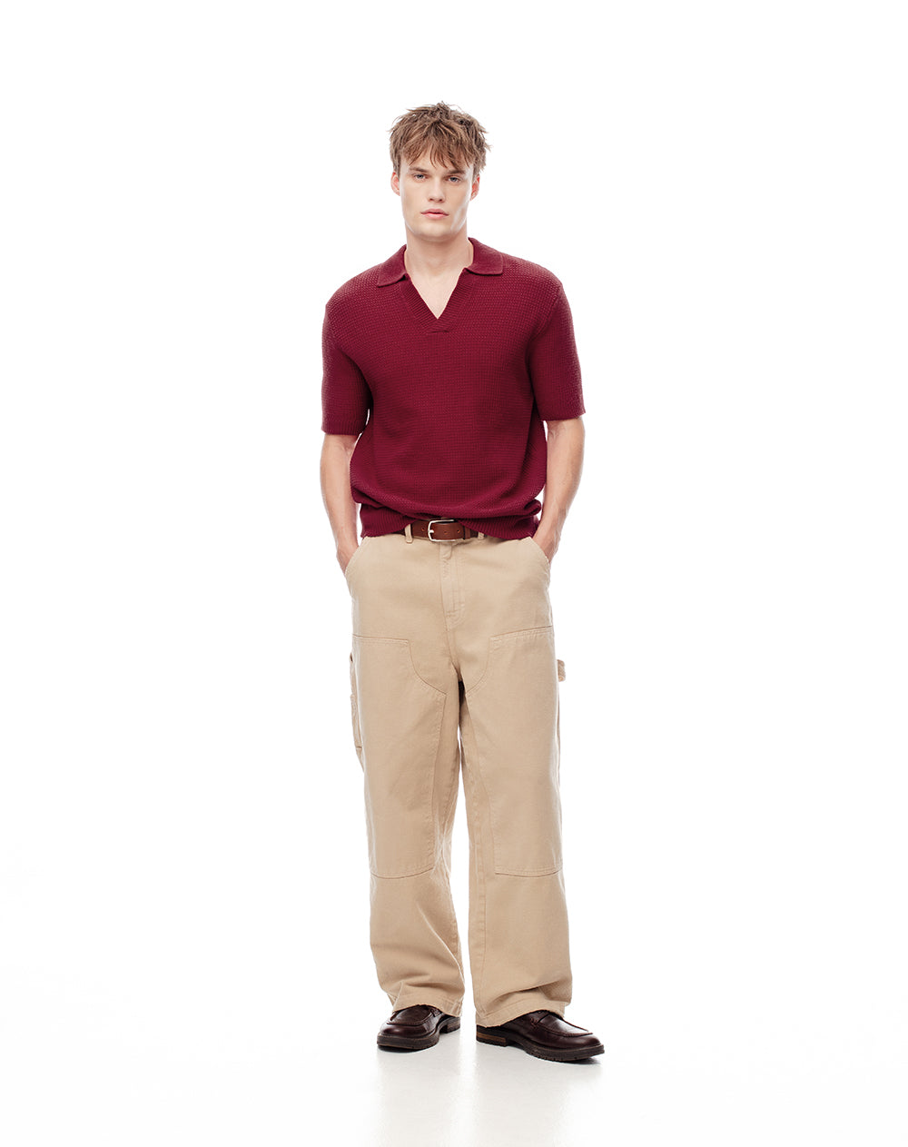 Polo regular tejido de punto algodón roja hombre