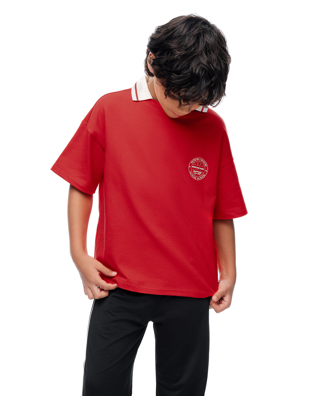 Camiseta regular manga corta roja niño