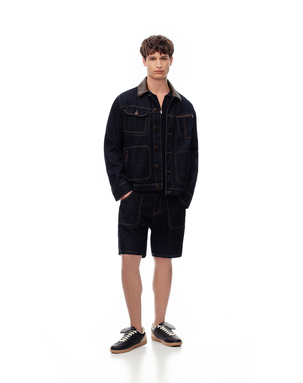 Bermuda regular índigo oscuro hombre