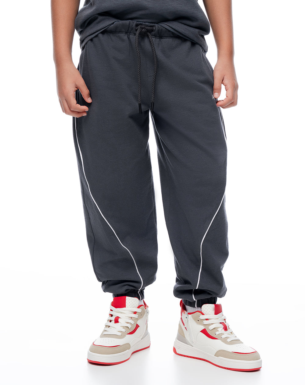 Jogger regular tiro medio gris niño