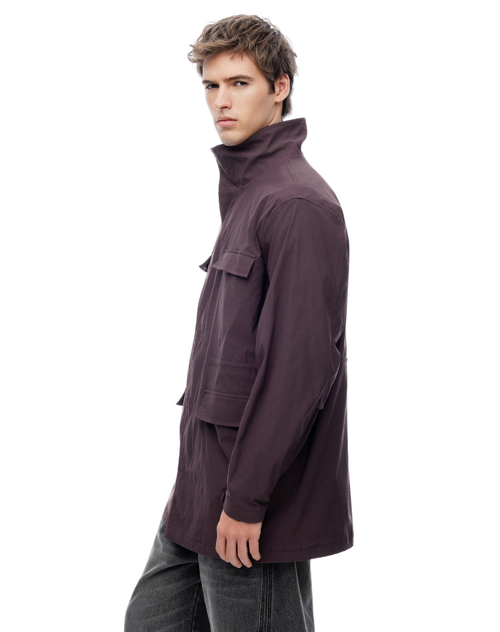 Chaqueta rompevientos regular vinotinto hombre