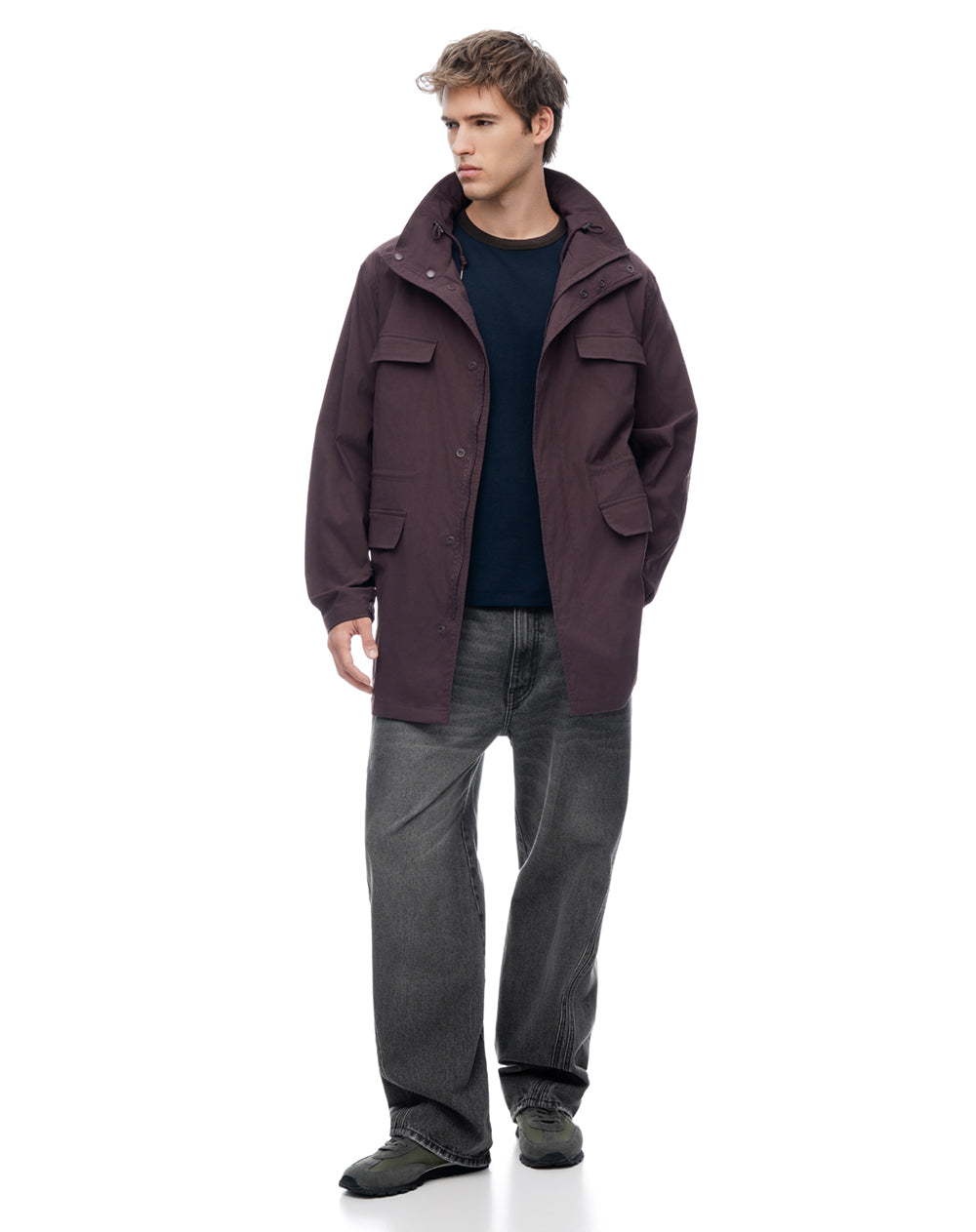 Chaqueta rompevientos regular vinotinto hombre