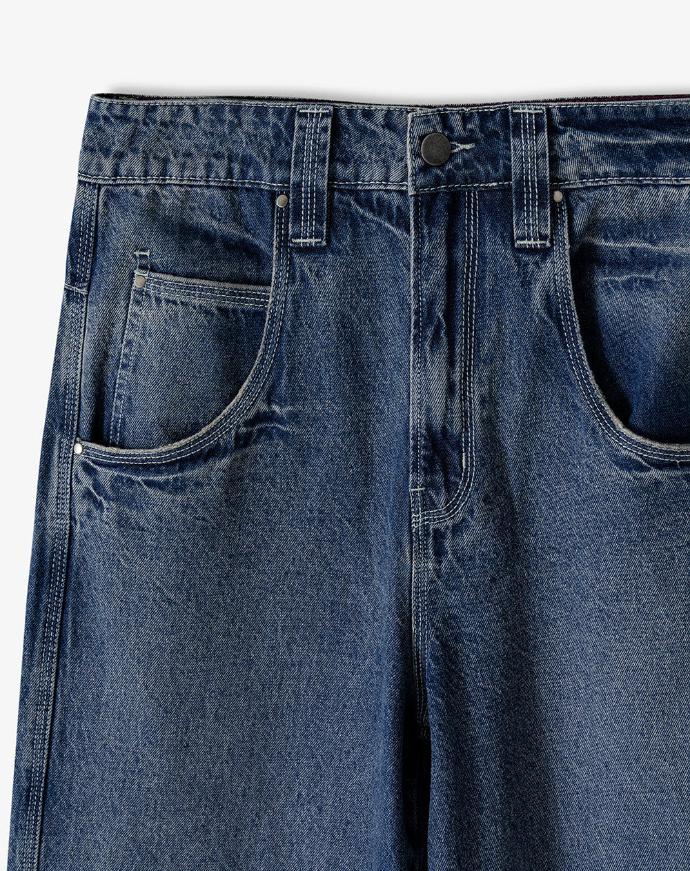 Jean loose tiro medio índigo medio mujer
