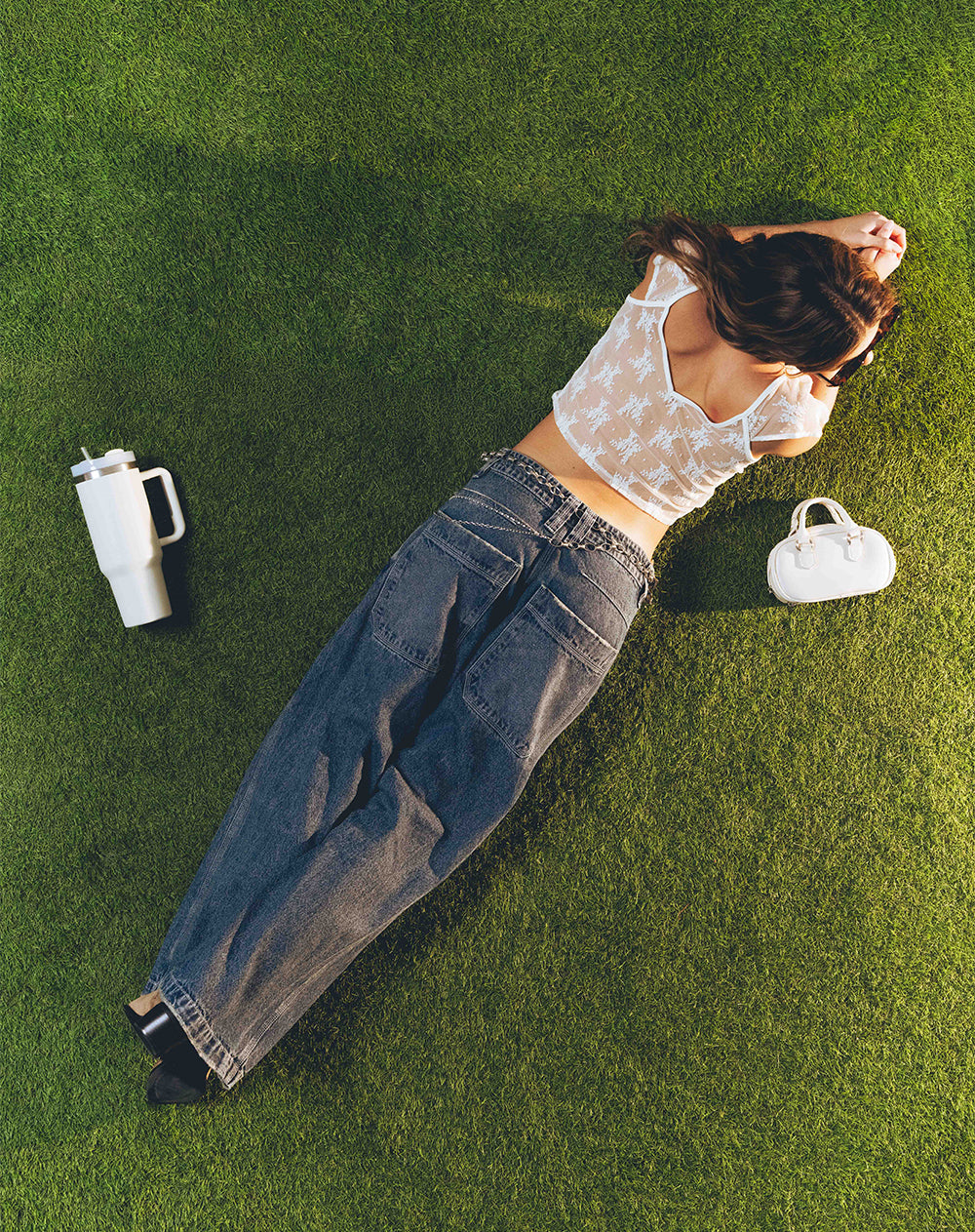 Jean loose tiro medio índigo mujer