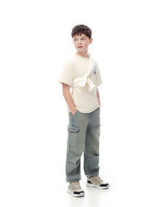 Pantalón regular fit tiro medio indigo