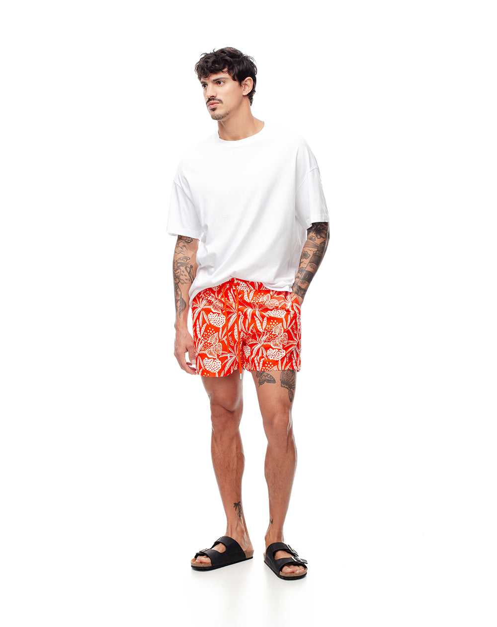 Bermuda naranja estampada