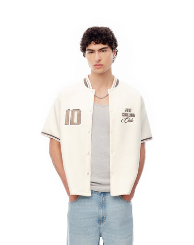 Camisa manga corta beisbolera vainilla hombre