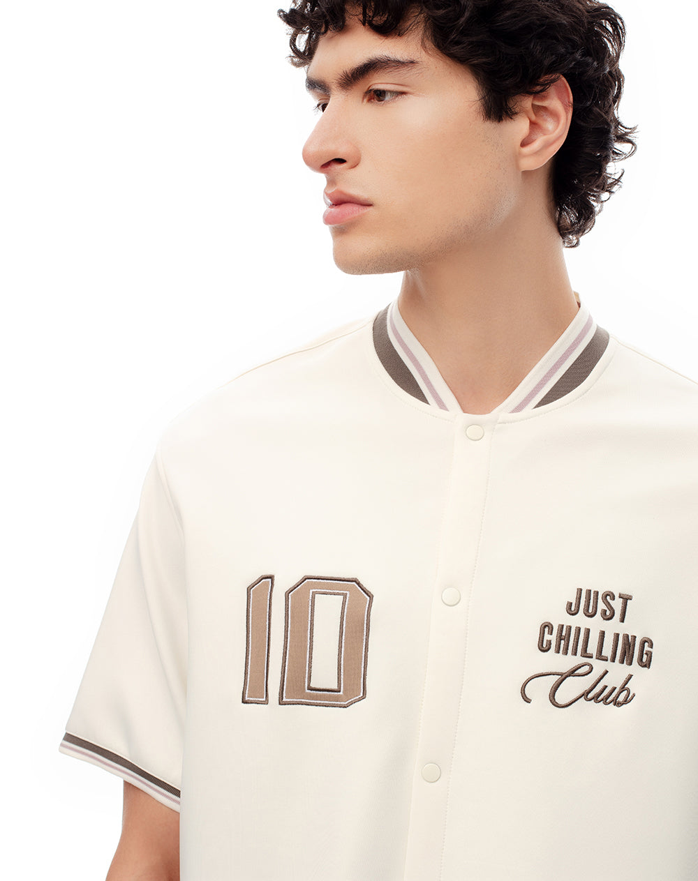 Camisa manga corta beisbolera vainilla hombre