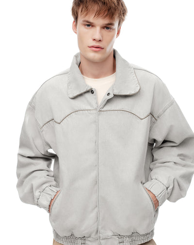 Chaqueta denim oversize gris hombre