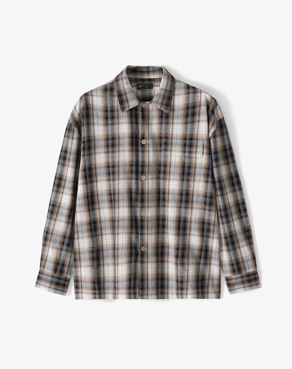 Camisa oversize habano cuadros hombre