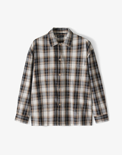 Camisa oversize habano cuadros hombre
