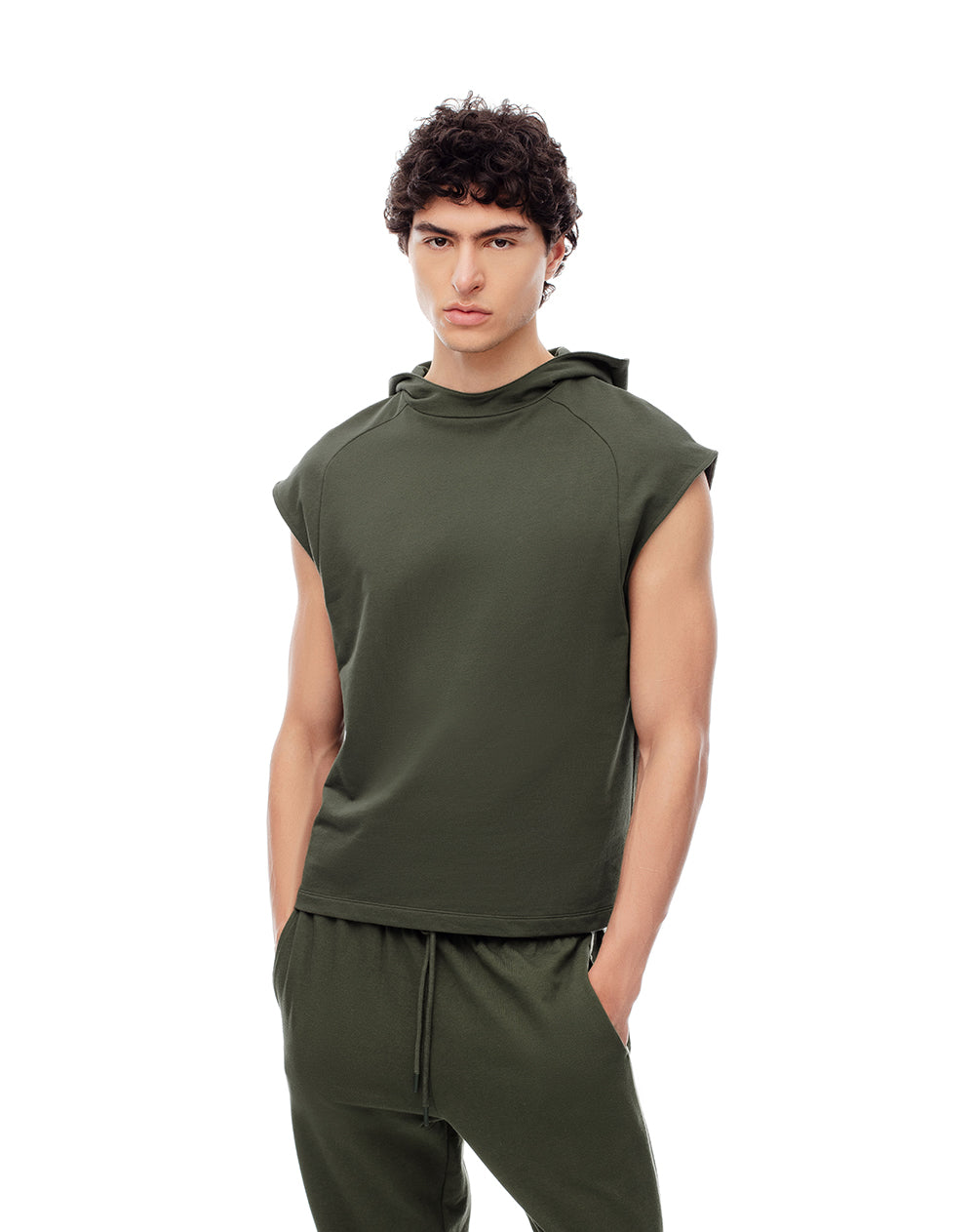 Chaleco oversize algiodón verde hombre