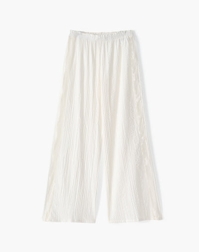 Pantalón relaxed tiro medio blanco mujer