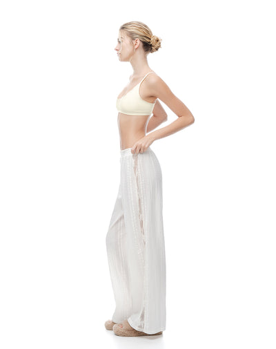 Pantalón de pijama texturizado blanco mujer