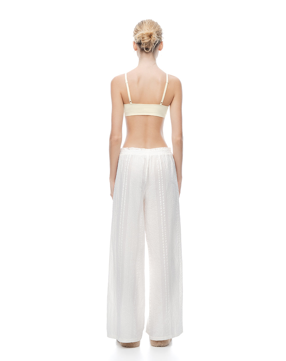 Pantalón de pijama texturizado blanco mujer