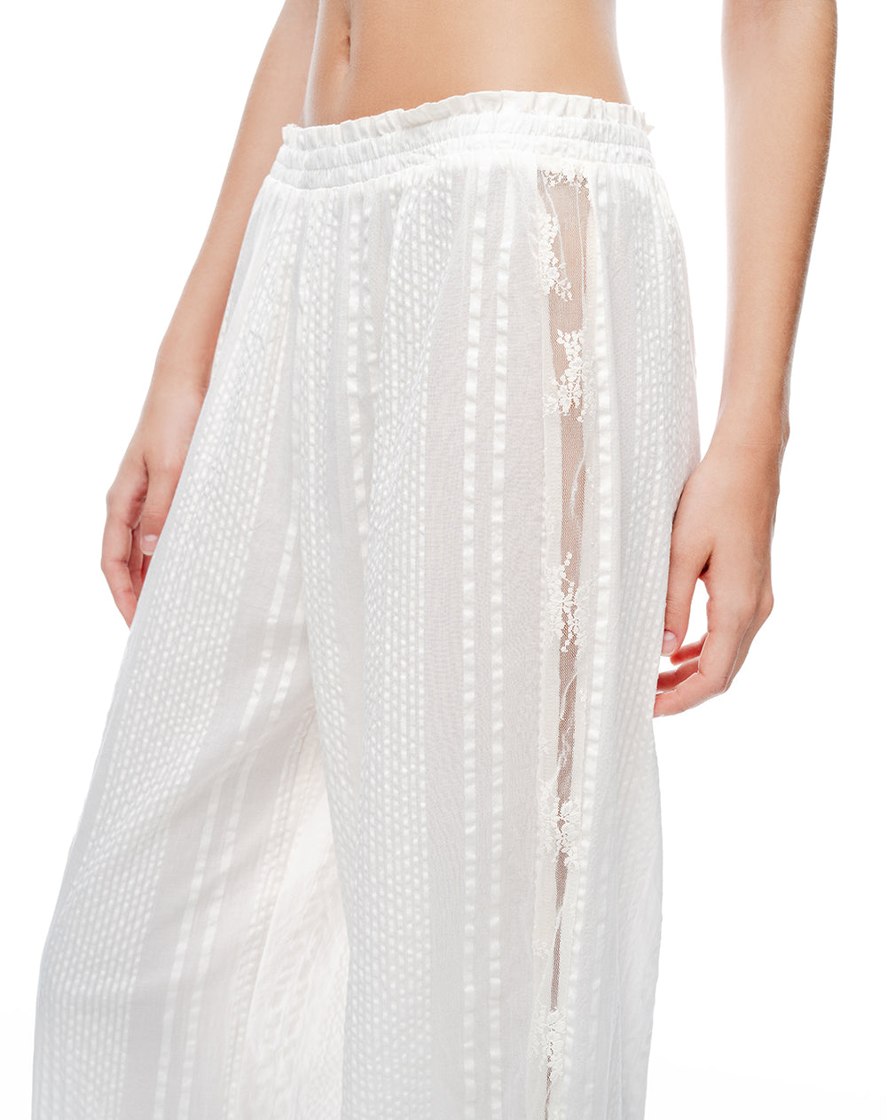 Pantalón de pijama texturizado blanco mujer
