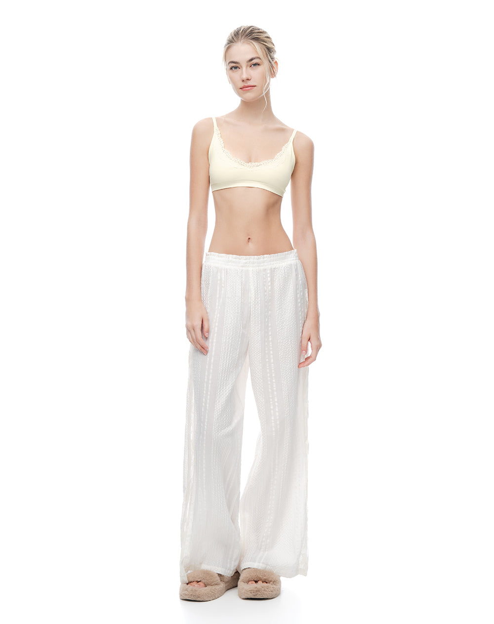Pantalón de pijama texturizado blanco mujer