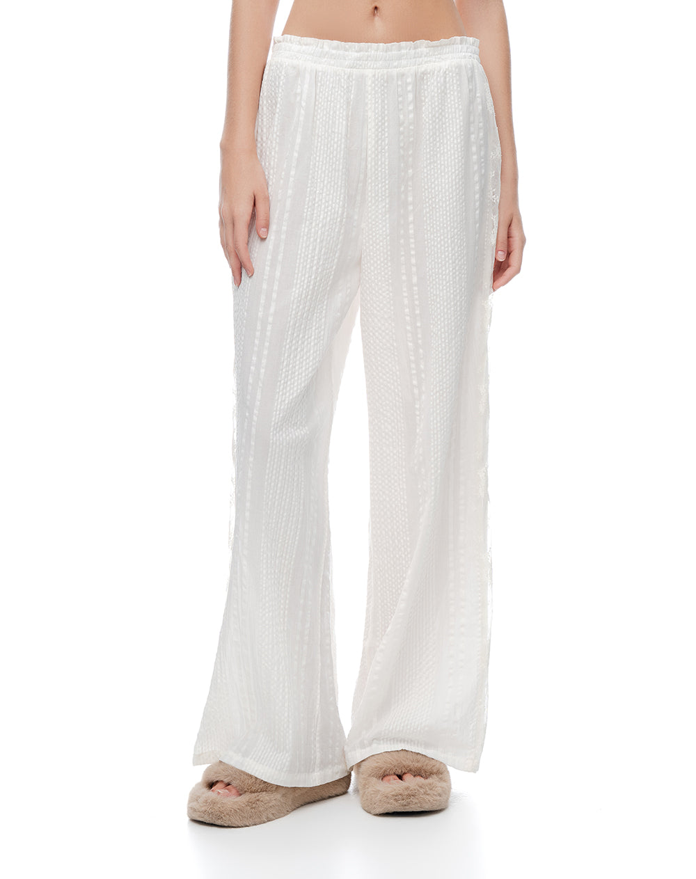 Pantalón de pijama texturizado blanco mujer