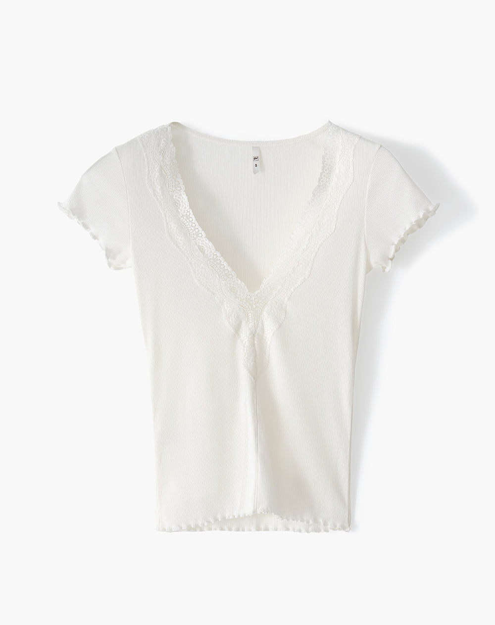 Camiseta slim con encaje blanco mujer