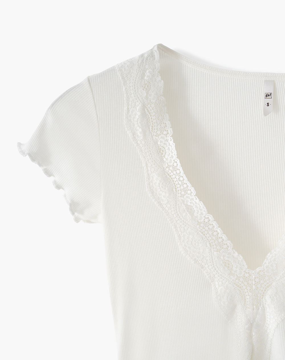 Camiseta slim con encaje blanco mujer