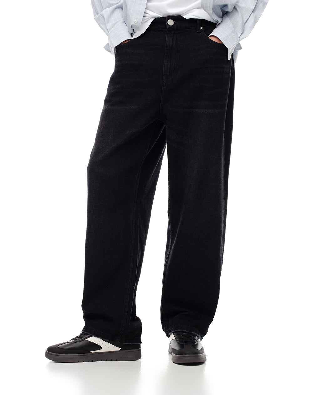 Jean oversized fit tiro medio denim negro